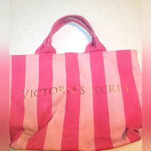 VICTORIA'S SECRET, BEACH BAG TOTE, Canvas TRAVEL Bag, Over Night Bag,
